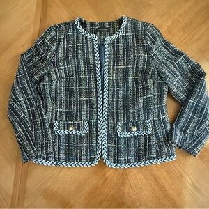 Talbots Tweed Women's Size 10 Blazer Blue Preppy Classic Clean Girl Academia